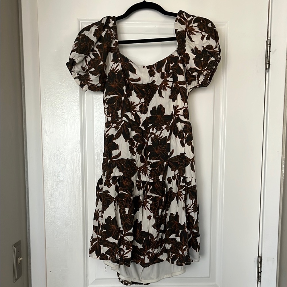 EC Floral Japna Puffed Sleeve A Line Dress Size L